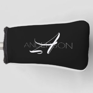 Gepersonaliseerd zwart wit eenvoudig modern golfheadcover