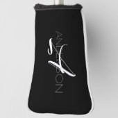Gepersonaliseerd zwart wit eenvoudig modern golfheadcover (Draai 90)