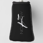 Gepersonaliseerd zwart wit eenvoudig modern golfheadcover (Draai 90)