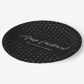 Gepersonaliseerd zwart-wit elegant script papieren bordje (Gekanteld)