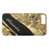 Gepersonaliseerd zwart-wit en goudverven Case-Mate iPhone case (Achterkant (Horizontaal))