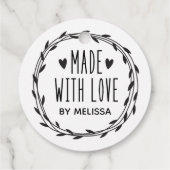 Gepersonaliseerd zwart wit gemaakt met liefde bedankjes labels (Achterkant)