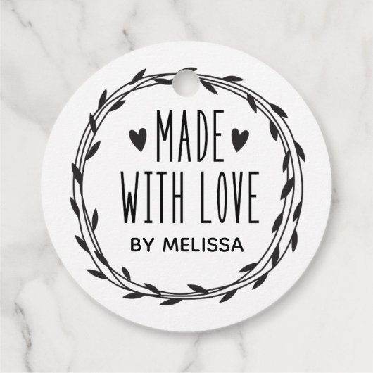 Gepersonaliseerd zwart wit gemaakt met liefde bedankjes labels (Achterkant)