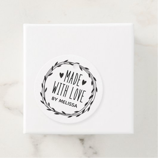 Gepersonaliseerd zwart wit gemaakt met liefde bedankjes labels (In situ)