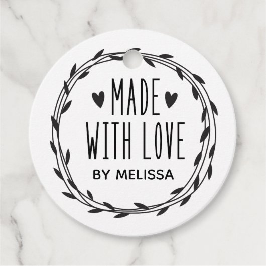 Gepersonaliseerd zwart wit gemaakt met liefde bedankjes labels (Voorkant)