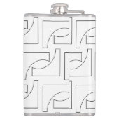 Gepersonaliseerd zwart-wit geometrisch patroon heupfles (Achterkant)