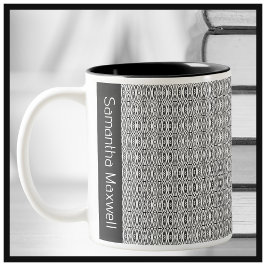 Gepersonaliseerd zwart-wit geometrisch patroon tweekleurige koffiemok