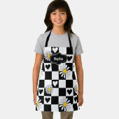 Gepersonaliseerd zwart wit geruit Schort (Insitu)