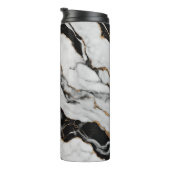 Gepersonaliseerd zwart wit goud marmer thermosbeker (Geroteerd rechts)