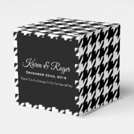 GEPERSONALISEERD ZWART & WIT HOUNDSTOOTH TROUWEN BEDANKDOOSJES