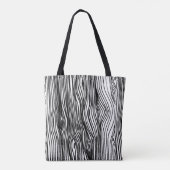 Gepersonaliseerd zwart-wit houten korrelpatroon tote bag (Achterkant)