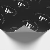 Gepersonaliseerd zwart/wit inpakpapier - monogram (Hoek)