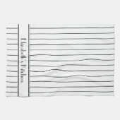 Gepersonaliseerd zwart wit krijtstreep patroon theedoek (Horizontaal)