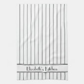 Gepersonaliseerd zwart wit krijtstreep patroon theedoek (Verticaal)