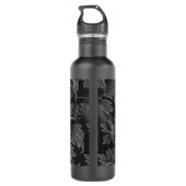 Gepersonaliseerd  zwart-wit lederen patroon waterfles  (Achterkant)