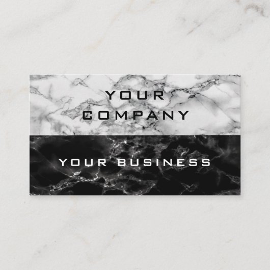 Gepersonaliseerd zwart wit marmer Visitekaartje (Voorkant)