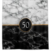 Gepersonaliseerd zwart wit marmeren douchegordijn (Voorkant)