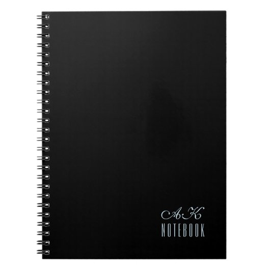 Gepersonaliseerd zwart-wit monogram notitieboek (Voorkant)