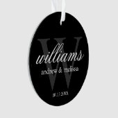 Gepersonaliseerd zwart-wit monogram ornament (voorkant)