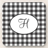Gepersonaliseerd zwart-wit monogrammen bier onderzetter (Voorkant)
