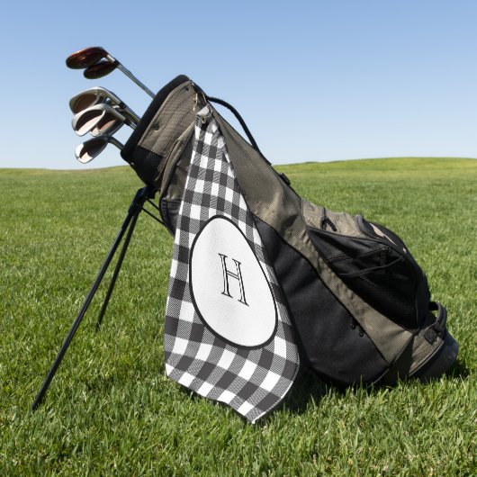 Gepersonaliseerd zwart-wit monogrammen golfhanddoek (Groen)