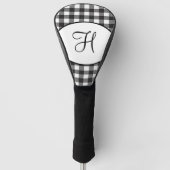 Gepersonaliseerd zwart-wit monogrammen golfheadcover (Voorkant)
