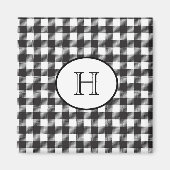 Gepersonaliseerd zwart-wit monogrammen magneet (Voorkant)