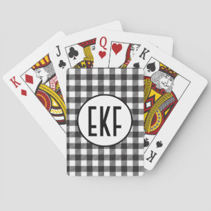 Gepersonaliseerd zwart-wit monogrammen pokerkaarten