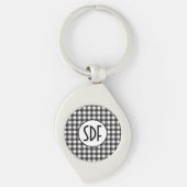 Gepersonaliseerd zwart-wit monogrammen sleutelhanger (Voorkant)