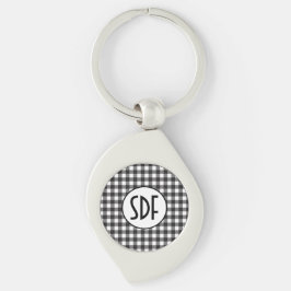 Gepersonaliseerd zwart-wit monogrammen sleutelhanger
