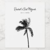 Gepersonaliseerd Zwart & Wit Palmboom Wijn Label Etiket (Enkel label)