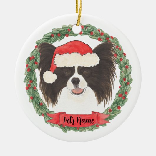 Gepersonaliseerd zwart-wit papier keramisch ornament (Voorkant)
