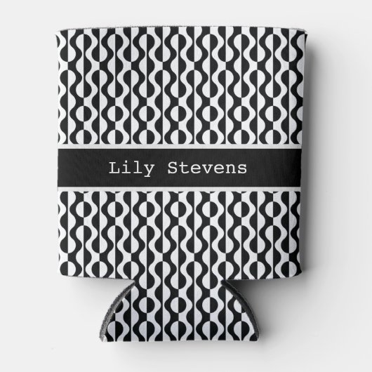 Gepersonaliseerd, Zwart & Wit Patroon Curvy Blikjeskoeler (Voorkant)