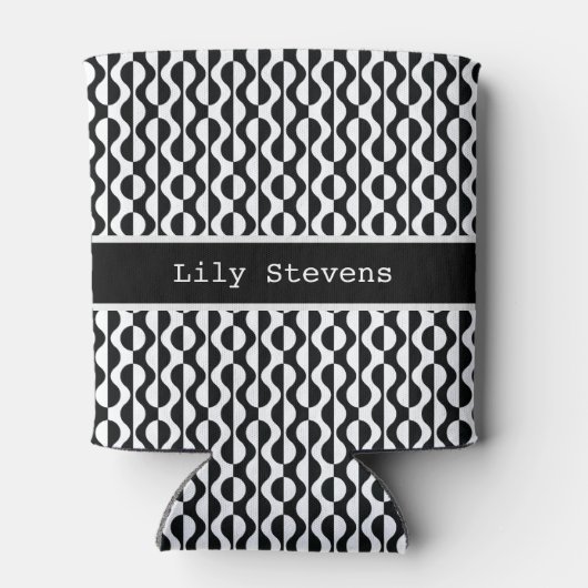 Gepersonaliseerd, Zwart & Wit Patroon Curvy Blikjeskoeler (Achterkant)