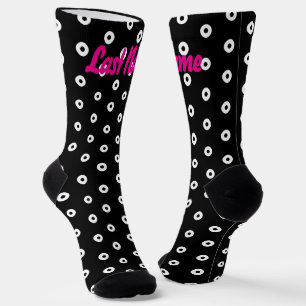 Gepersonaliseerd zwart/wit polka dot patroon sokken