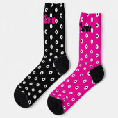 Gepersonaliseerd zwart/wit polka dot patroon sokken (Links)