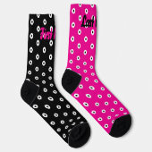 Gepersonaliseerd zwart/wit polka dot patroon sokken (Rechts)