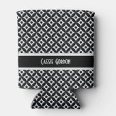 Gepersonaliseerd, Zwart & Wit Retro Patroon Blikjeskoeler (Achterkant)