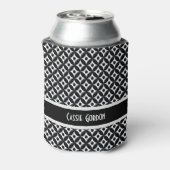 Gepersonaliseerd, Zwart & Wit Retro Patroon Blikjeskoeler (Blikje Achterkant)