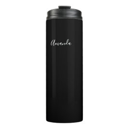 Gepersonaliseerd zwart-wit script chic thermosbeker