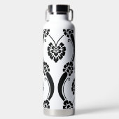 Gepersonaliseerd zwart-wit scrollwork patroon waterfles (Voorkant)