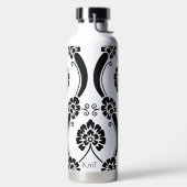 Gepersonaliseerd zwart-wit scrollwork patroon waterfles (Links)