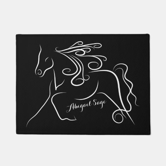 Gepersonaliseerd zwart-wit silhouet paard deurmat (Voorkant)