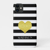 Gepersonaliseerd zwart wit streeppatroon Case-Mate iPhone case (Achterkant)