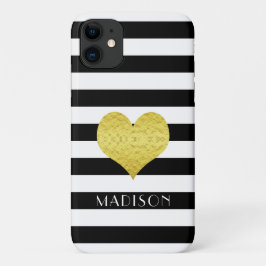 Gepersonaliseerd zwart wit streeppatroon Case-Mate iPhone case