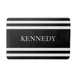 Gepersonaliseerd zwart wit strooppatroon badmat