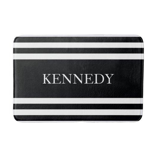 Gepersonaliseerd zwart wit strooppatroon badmat (Voorkant)