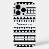 Gepersonaliseerd zwart-wit tribal stijl patroon Case-Mate iPhone case (Achterkant)
