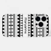 Gepersonaliseerd zwart-wit tribal stijl patroon Case-Mate iPhone case (Achterkant (horizontaal))