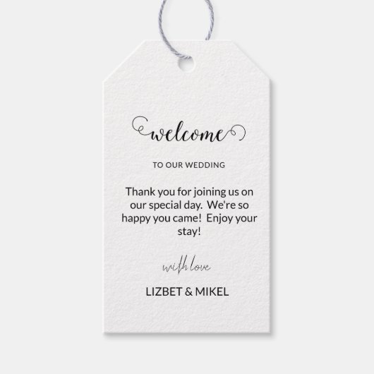 Gepersonaliseerd Zwart & Wit Welkom Cadeaulabel (Voorkant)